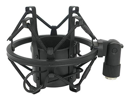 Rockville RDTS Bundle: Adjustable Height Studio Desktop Tripod Mic Stand with Mic Clip, R-Shock Black Metal Shock Mount for Studio Mic, 2-items