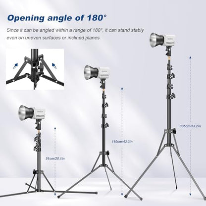 Godox Light Stand 210CM/83.9 in Extendable Photography Light Stand with 1/4” & 3/8” Universal Screw Reversible Portable Studio Lighting Tripod with Carry Bag Portable for Strobe Light Camera Softbox - size: 83.9in