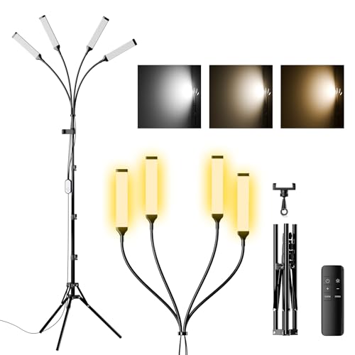 Four Arms LED Light for Photography,Esthetician Light for Lash Extensions with Phone Holder/Floor Lamp/Lash Light for Makeup/Tattoo/Selfie/Video Recording/Photography/TikTok/YouTube/Live Stream
