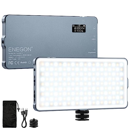 ENEGON 4000mAh Rechargeable Mountable Bicolor LED Video Light with Mini Panel for Professional DSLR Cameras | Photo Video Lighting Long Battery Life | Fits for iPhone Sony Canon Nikon Fuji Panasonic - color: Camera LED Light