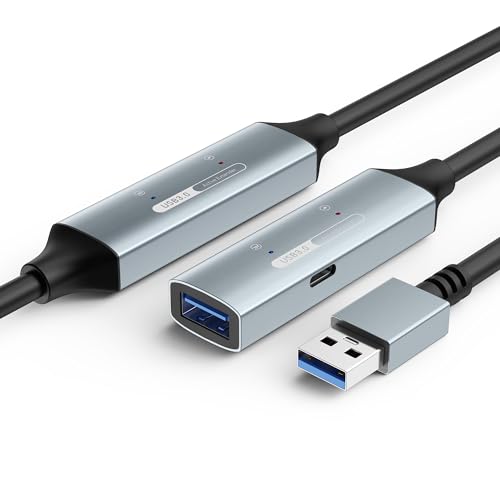 33ft USB 3.0 Extension Cable with Active Signal Booster, Long USB Extender Cable Male to Female, Stable 5Gbps Sync for VR Meta Quest, 4K Webcam, Keyboard, Xbox, PlayStation, Printer, SSD - size: 33ft