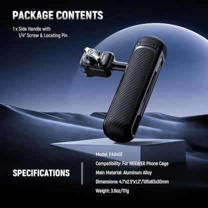 NEEWER PA045E Side Handle with Bluetooth Remote Shutter, Quick Release Clamp, Anti Off Cold Shoe for NEEWER 2nd Gen Phone Cage for 15 Pro/15 Pro Max/S24 Ultra, Silver Lock - style: PA045E