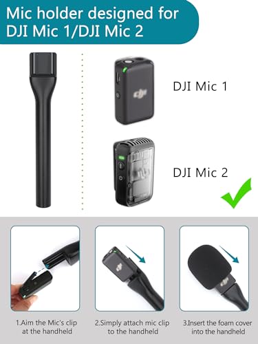 YOUSAHRES Interview Microphone Handheld Adaptor for DJI Mic 1/2, Mic Holder Stand Lavalier Interview Mic for DJI Wireless Microphone - color: DJI mic holder mic cover