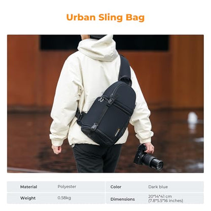 K&F CONCEPT Camera Sling Bag Crossbody Bag Camera Shoulder Backpack DSLR/SLR/Mirrorless Photography Bags Compatible with Canon/Nikon/Sony/Fuji/Gopro/DJI - color: Blue, size: Medium