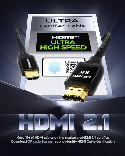 Silkland 10K 8K HDMI 2.1 Cable Certified 6.6FT [4K@120Hz 144Hz, 8K@60Hz, 2K@240Hz] Ultra High Speed HDMI® Cable 48Gbps (Upgrade Braided),HDR, eARC, HDCP 2.3, Compatible for/PS5/PS4/Roku TV - color: Black, size: 6.6 Feet, style: 1-Pack