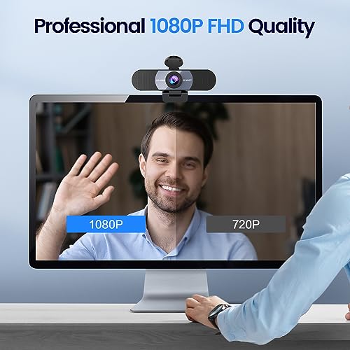EMEET 1080P Webcam, C960 Web Camera with 2 Noise-Cancelling Microphones & Privacy Cover, 90° FOV Computer Camera, Plug & Play USB Webcam for Calls/Conference, Zoom/Skype/YouTube, Laptop/Desktop, Grey - style: 1080P Grey