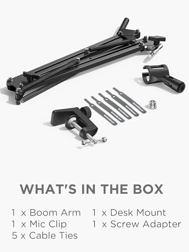 InnoGear Boom Arm Microphone Mic Stand for Blue Yeti HyperX QuadCast SoloCast Snowball Fifine Shure SM7B and Other Mic, Black - color: Black, style: Standard Mic Arm