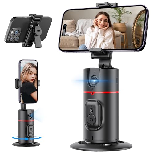 Auto Face Tracking Tripod, No App, Smart Shooting Phone Holder with Remote, 360° Rotation Body Phone Camera Mount with Phone Holder Body Smart Tracking Tripod for Vlog/TIK Tok - color: Black