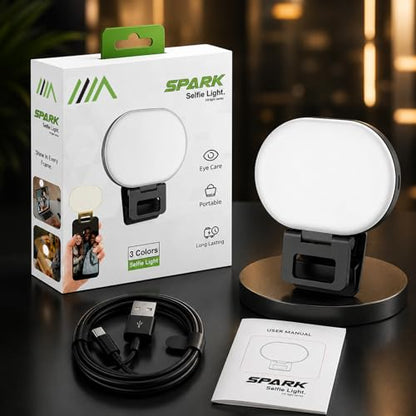 Clip On Selfie Light for Phone & Laptop, 60 LED Portable Selfie Light, Rechargeable 2000mAh Ring Light with 3 Modes 10 Brightness for Zoom, TikTok, Webcam, Makeup & Video Recording, Studio Lighting