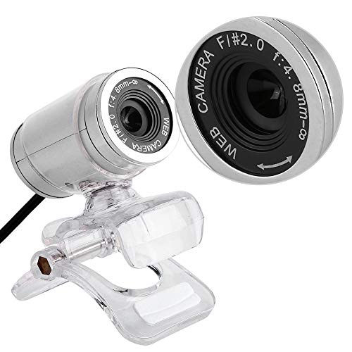 720P CMOS Night-Vision Webcam for Live Streaming 360 Clip-on USB Pro Web Camera Desktop Webcam with Microphone, 12 Megapixel Video Cam Plug Play(Black Silver)