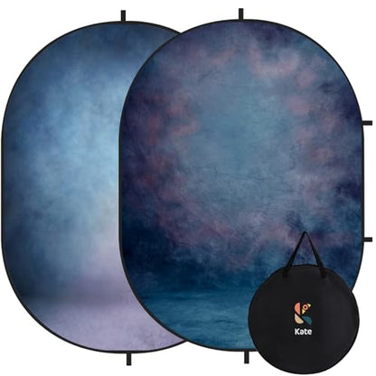 Kate Collapsible Backdrop Pop Up Backdrops Blue Portable Background for Portrait Headshot, Video, Live Stream, 5x6.5ft