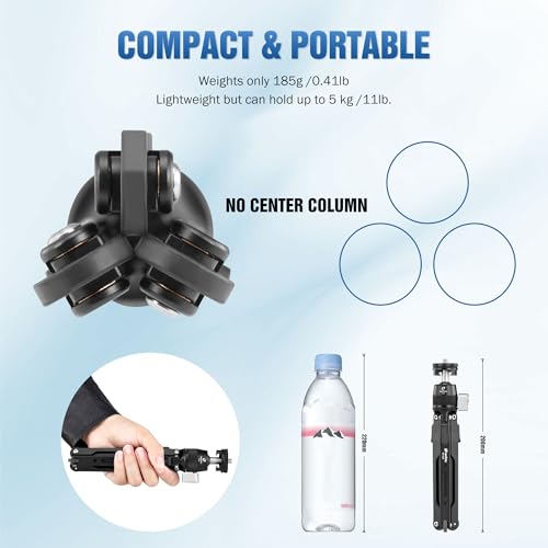 LEOFOTO 9.84" Aluminum Table Tripod with Ball Head for Camera, 360° Rotation Desktop Tripod with 1/4" Screw for Phone Adaptor/Projector/Sport Camera, Max Load 11lb - size: MT-03S with Ball Head