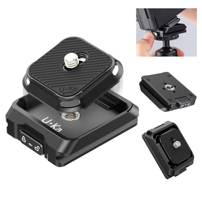 ULANZI UKA01 Quick Release Plate Kit, Arcac/F38 Interface Camera Quick Release Plate Mount Quick Setup w/ 1/4" to 3/8" Screw Thread Gimbles Sliders Tripods Adapter for Sony/Nikon/DJI/Fuji - size: Top + Base plate
