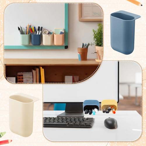 Ctosree 12 Pcs Monitor Pencil Holder Bulk, Strong Adhesive Pencil Holder for Student Sticky Desk Organizer and Accessories Screen Pen Holders Desktop Teacher Supplies for Classroom Desk Side Organizer
