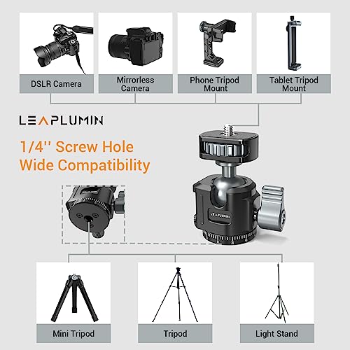 Ball Head for Phone Mount,Aluminum Ball Head with Cold Shoe，360°Panoramic Rotating Mount Base Adapter with 1/4” Screw for Phone Mount/Tablet Mount-Max Load 2.5kg/5.5lb
