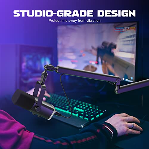 FIFINE Microphone Boom Arm, Low Profile Adjustable Stick Microphone Arm Stand with Desk Mount Clamp, Screw Adapter, Cable Management, for Podcast Streaming Gaming Studio-BM88 - color: Black