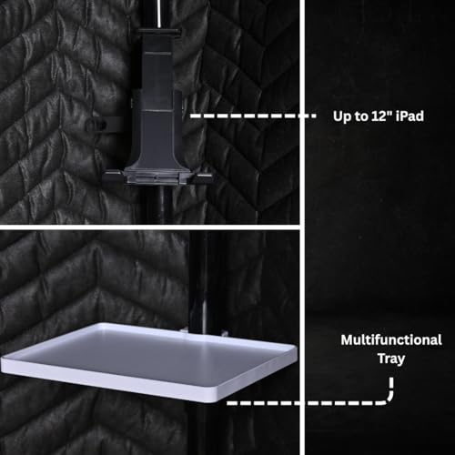 Portable Vocal Booth, Home Recording Studio, Echo-Free Sound Isolation Booth for Voice-Over, Singing (ZIGZAG-BLK, L) - size: L