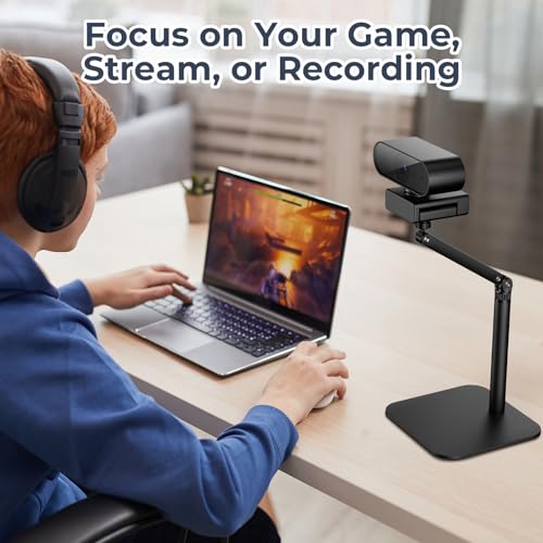 Desktop Microphone Stand, Adjustable Mounting Arm with Multiple Threads for Blue Yeti, Fifine, HyperX and More Mics, Webcams, Cameras - Ideal for Recording, Podcasting, Streaming
