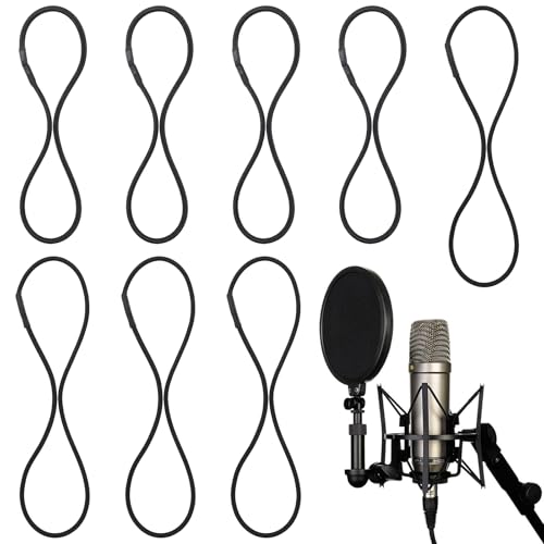 8 Pcs Universal Microphone Shock Mount Rubber Bands Black Elastic Replacement Rings Shock Mount Holder Clamp Clip 2 Sizes