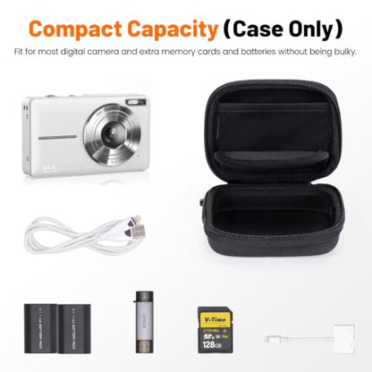Cwatcun Carrying & Protective Case for Digital Camera, Small Camera Pouch for AbergBest 2.7" LCD Kodak Pixpro/Canon PowerShot ELPH 180/190 / DSCW830 Travel Cameras, Waterproof Shockproof Case - Black - color: Black