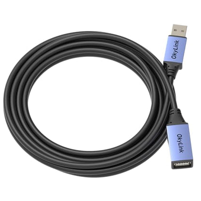 OkyLink Active USB 2.0 Extension Cable A to A, Male to Female 15ft(5M) | 480Mbps Signal booster cord, compatible with printer, mouse, keyboard, scanner, camera - size: 15ft (5m)