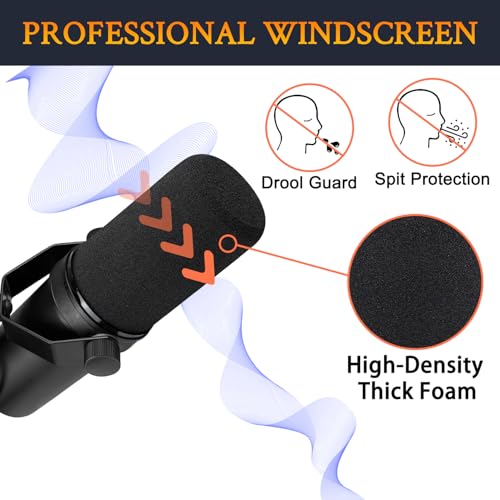 SOULWIT Pop Filter for Shure SM7B/SM7dB - Cylinder Shape | Windscreen for Shure SM7B/SM7dB(Model RK345/RK345B)