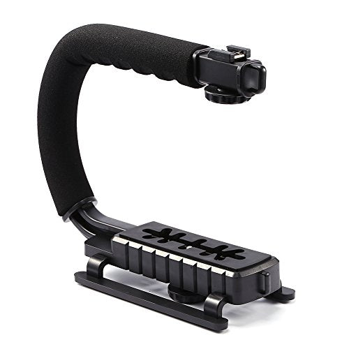 Super Grip U Handheld Stabilizer Handle with Hot Shoe Mount for DSLR Camera Camcorder Portable Video Recording (Portable U Grip)