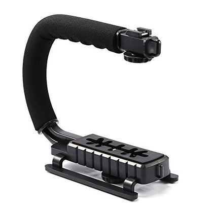 Super Grip U Handheld Stabilizer Handle with Hot Shoe Mount for DSLR Camera Camcorder Portable Video Recording (Portable U Grip)