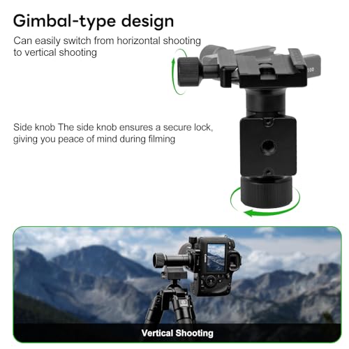 Monopod Gimbal Head with Arca-Swiss Dovetail Quick Release Plate | Rapid Side-Saddle Tilt Adjustment for Telephoto Lenses | Tripod Mount | Professional Photography & Video Gear for DSLR/Camcorders