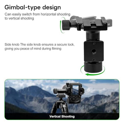 Monopod Gimbal Head with Arca-Swiss Dovetail Quick Release Plate | Rapid Side-Saddle Tilt Adjustment for Telephoto Lenses | Tripod Mount | Professional Photography & Video Gear for DSLR/Camcorders