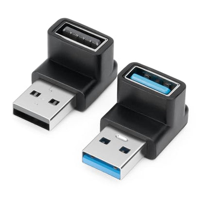USB 3.1 Adapter 90 Degree (2 Pack), Up and Down Angle 90 Degree USB3.1 Type A Male to USB-A Female Adapter USB Coupler Adapters, Fast Charging Converter OTG (USB 3.1 Up Down) - style: 3.1USBm-USBf-3D