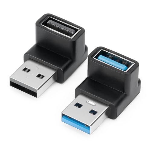 USB 3.1 Adapter 90 Degree (2 Pack), Up and Down Angle 90 Degree USB3.1 Type A Male to USB-A Female Adapter USB Coupler Adapters, Fast Charging Converter OTG (USB 3.1 Up Down) - style: 3.1USBm-USBf-3D