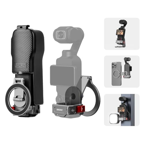 BRDRC Pocket 3 4 Magnetic Mount, Phone Holder for MagSafe Aluminum Alloy Magnet Expansion Adapter with Cold Shoe for DJI OSMO Pocket 3 4 Creator Combo/For Xtra Muse accessories (with Protective Cover)