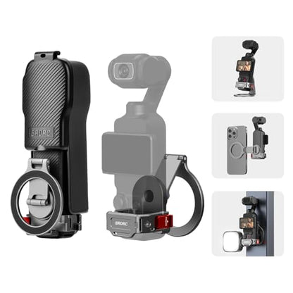 BRDRC Pocket 3 4 Magnetic Mount, Phone Holder for MagSafe Aluminum Alloy Magnet Expansion Adapter with Cold Shoe for DJI OSMO Pocket 3 4 Creator Combo/For Xtra Muse accessories (with Protective Cover)
