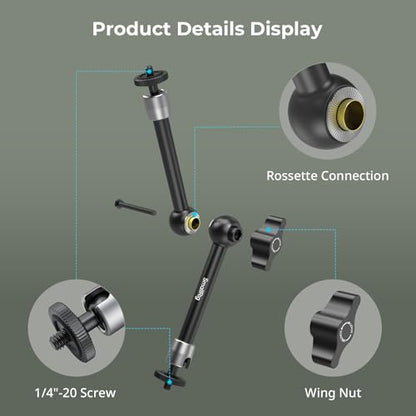 SmallRig 9.8-inch Magic Arm 2-Pack, Adjustable Articulating Friction Arm Mount with 1/4"-20 Thread Screw, for Camera Monitor/LED Light Setup, 5317 - style: 2-Pack
