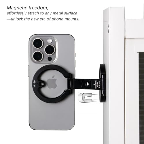 Dual Magnetic Phone Holder, 1/4" Screw Tripod Mount, Gym Magnetic Phone Stand for Car (Black)