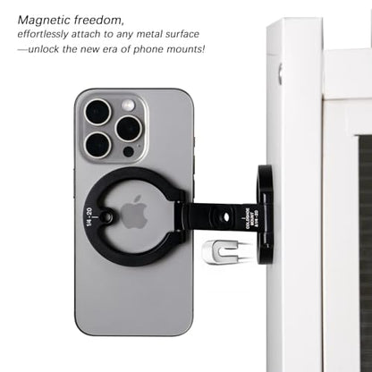 Dual Magnetic Phone Holder, 1/4" Screw Tripod Mount, Gym Magnetic Phone Stand for Car (Black)