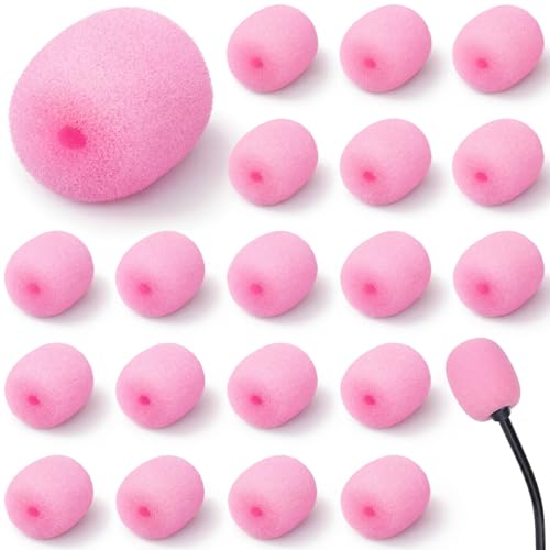 20 Pcs 2x15 mm Mini Size Headset Windscreen Microphone Foam Cover Small Lapel Mic Sponge Pop Filter Replacement for Hole Ear-hook Other Headset Microphones(Light Pink) - color: Light Pink, size: 2 x 15 mm