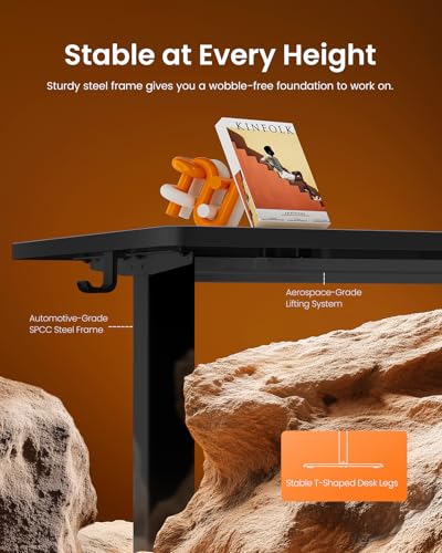 ErGear Height Adjustable Electric Standing Desk, 55 x 28 Inches Sit Stand up Desk, Memory Computer Home Office Desk, Carbon Fiber Black - color: Carbon Fiber Black, size: 55.1 X 27.6 Inches