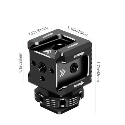 3 Port Cold Shoe Mount with 1/4"-20 Thread for Camera Cage Flash LED Monitor Microphone etc., Aluminum Camera Triple Cold Shoe Extension Bracket Compatible with Nikon, Canon, Sony..DSLR/SLR