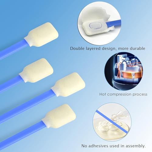 Wellgler's Foam Cleaning Swabs，Dust-Free Cleaning Sponge Tip Swabs for Printer Heads, Scanners, Camera Lenses, Electronics, Lab,Chip Hard Disk Industries, Optical Equipment(100pcs) - color: Blue 100
