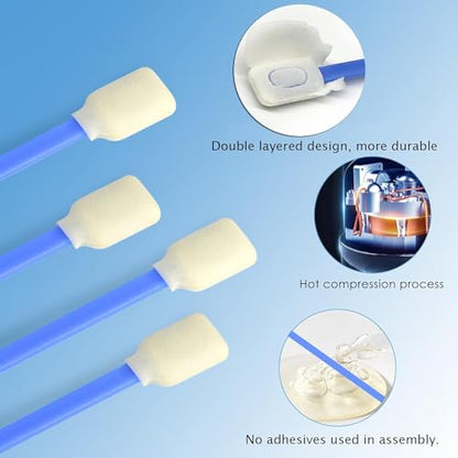 Wellgler's Foam Cleaning Swabs，Dust-Free Cleaning Sponge Tip Swabs for Printer Heads, Scanners, Camera Lenses, Electronics, Lab,Chip Hard Disk Industries, Optical Equipment(100pcs) - color: Blue 100
