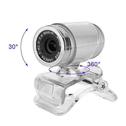 720P CMOS Night-Vision Webcam for Live Streaming 360 Clip-on USB Pro Web Camera Desktop Webcam with Microphone, 12 Megapixel Video Cam Plug Play(Black Silver)