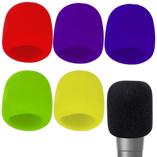 Microphone Covers Foam, 6Pcs Soft Foam Mic Covers, Microphone Windscreen Pop Filter Cover Protection Noise-cancellation Windsock Cover Microphones Accessories for Most Standard Handheld Microphones - color: Multicolor