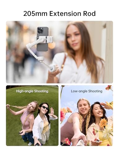 Hohem iSteady V3 Ultra Gimbal Stabilizer for Smartphone, AI Tracking Phone Gimbal, 1.22" Touchscreen Detachable Remote Control, Built-in Extension Rod & Tripod, 360° Infinite Pan, Vlog Filming, White - color: White, size: 5.0*2.6*12.3 in/ 127*65*312 mm