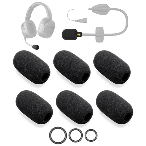 6-Pack Microphone Foam Compatible with CARDO PACKTALK, FREECOM X, Spirit Series, Motorcycle Helmet Mic Cover Replacement Parts Windscreen Pop Filter + 12 O-Rings in 3 Sizes