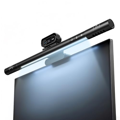 4K Webcam for PC with Microphone&Light,4-in-1 Web Cam with Speaker,Dual Noise-Canceling Mics, Privacy Shutter Computer Camera HDR Auto Light Correction USB Plug-and-Play for Zoom, Teams, Twitch