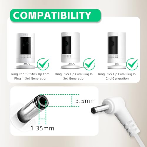 13.1 ft Power Adapter Charger for Ring Stick Up Cam Plug in, Ring Pan Tilt Stick Up Cam, Spotlight Cam/Cam Pro Plug-in Camera Charging Cable Cord Replacement - style: 1 Pack