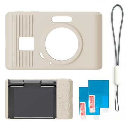 Case for Kodak PIXPRO C1 accessories,Soft Silicone Protective Case,Comes with 2 Screen Protectors and 1 Wrist Strap - Off white - color: Off white