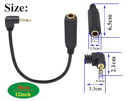 Right Angle Gold Plated 1/4 Mono to 1/8 Cable 90 Degree TS 3.5mm Mono Audio 1/8 inch Male to 6.35mm 1/4 inch Female Jack Converter Cable for Amplifier, Speaker, Guitar(30CM/1Pack) - color: 90 Degree 30CM/1Pack